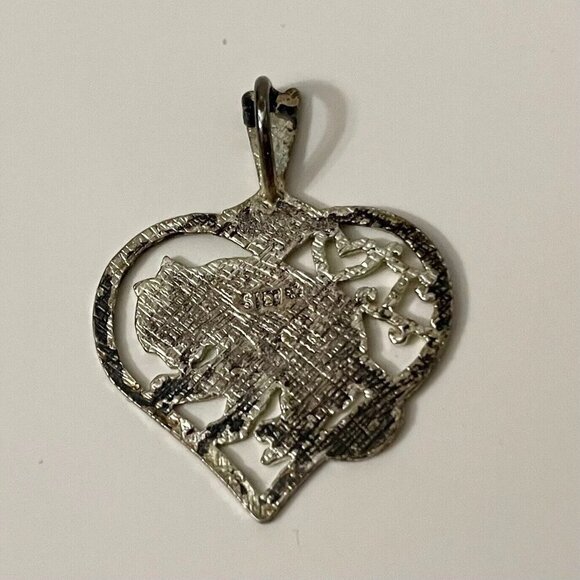 Vintage Sterling Silver I Heart Cat Pendant Tarnished - Picture 5 of 14